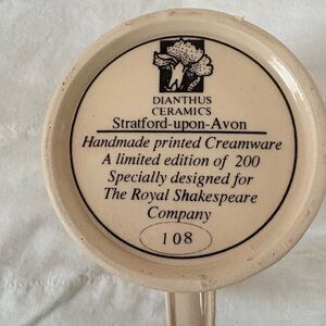 Royal Shakespeare Company Dianthus Ceramics Creamware Mug.